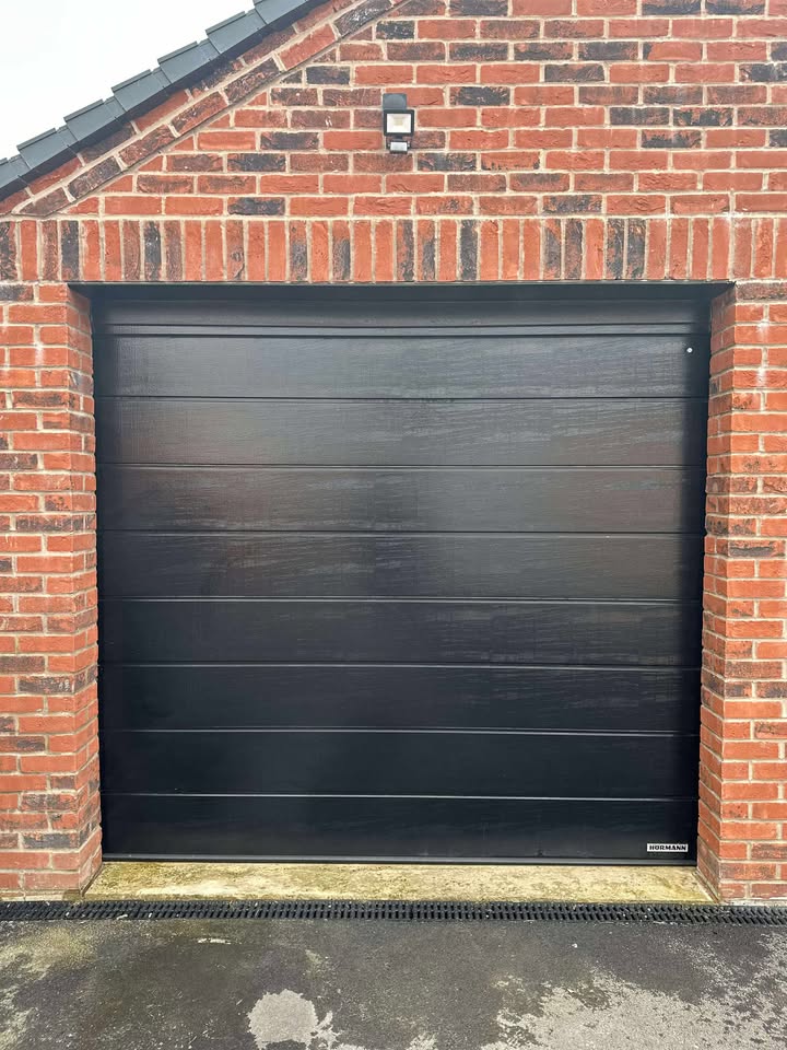 Grey sectional garage door
